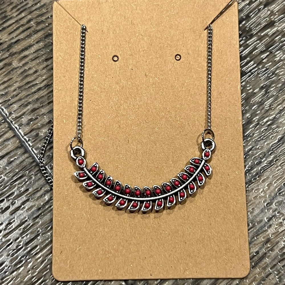 Paparazzi Red and Silver Leaf Necklace